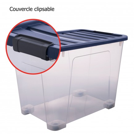 Lot de 5 boîtes de rangement en plastique 60L avec roues WAVE BOX