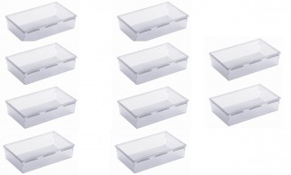 Lot de 10 organiseurs de tiroir en plastique transparent multi-usages 23x15x5 cm