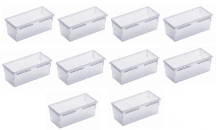Lot de 10 organiseurs de tiroir en plastique transparent multi-usages 15x8x5cm