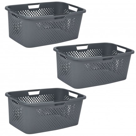 Panier à linge 40l en plastique recyclé PIXEL gris