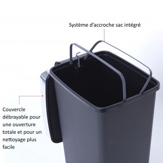 Poubelle à pédale 40 litres rectangulaire en plastique recyclé RING BIN - cuivre