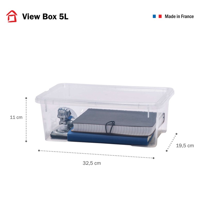 Lot de 10 boîtes de rangement en plastique transparent 5L avec couvercle VIEW BOX