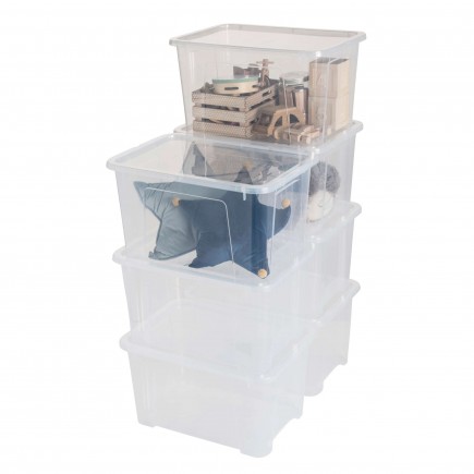 Lot de 7 boîtes de rangement en plastique transparent 45L avec couvercle VIEW BOX