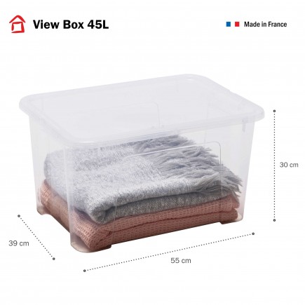 Lot de 7 boîtes de rangement en plastique transparent 45L avec couvercle VIEW BOX