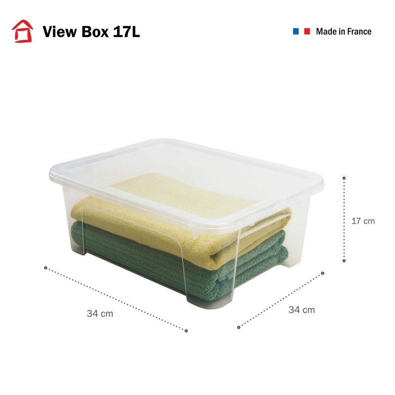 Lot de 11 boîtes de rangement en plastique transparent 17L avec couvercle VIEW BOX