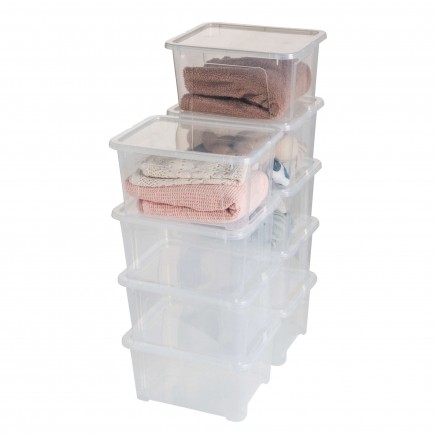 Lot de 9 boîtes de rangement en plastique transparent 24L avec couvercle VIEW BOX