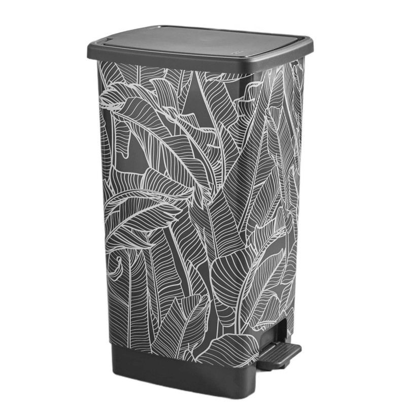 Poubelle à pédale 40 litres rectangulaire en plastique recyclé COVER BIN - jungle