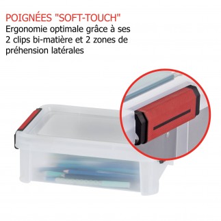 Lot de 6 boîtes de rangement en plastique transparent 2,5L renforcées avec couvercle clipsable CLIP’N STORE