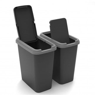 Lot de 3 poubelles de tri sélectif d’intérieur 25 litres en plastique recyclé GREEN BIN