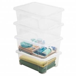 Lot de 4 boîtes de rangement en plastique transparent 17L avec couvercle VIEW BOX