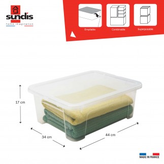 Lot de 4 boîtes de rangement en plastique transparent 17L avec couvercle VIEW BOX