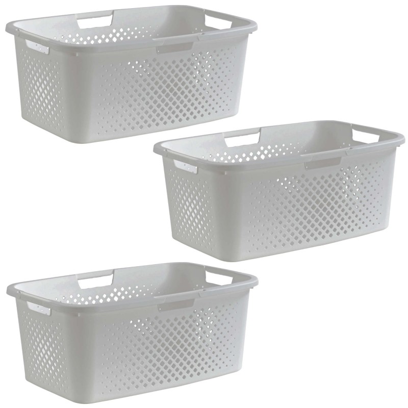 Panier à linge 40l en plastique recyclé PIXEL blanc