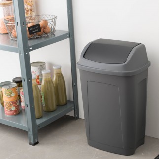 Lot de 3 poubelles à couvercle basculant 25 litres rectangulaire en plastique recyclé SWING