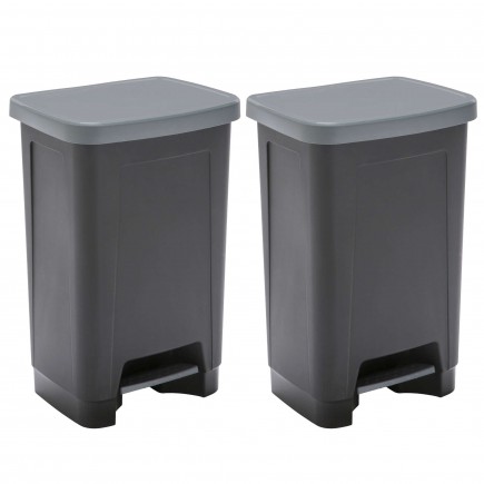 Lot de 2 poubelles à pédale 50 litres rectangulaires en plastique recyclé STEP BIN