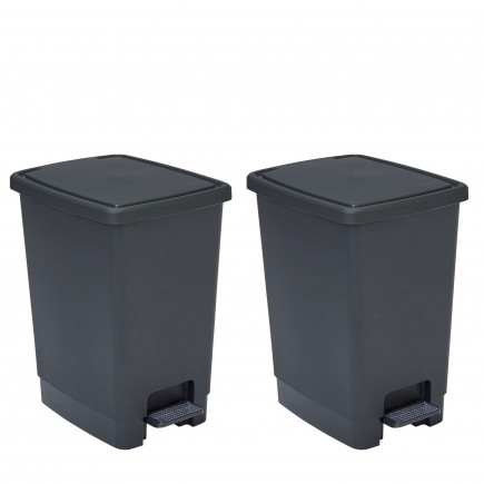 Lot de 2 poubelle à pédale 30 litres rectangulaires en plastique recyclé FLAT BIN