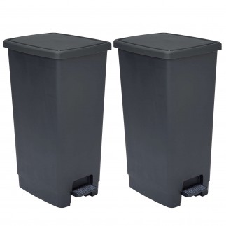 Lot de 2 poubelles à pédale 40 litres rectangulaire en plastique recyclé FLAT BIN