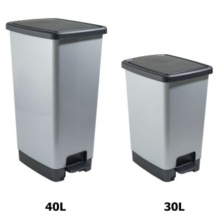 Lot de 2 poubelles à pédale 30 litres rectangulaire en plastique recyclé COVER BIN