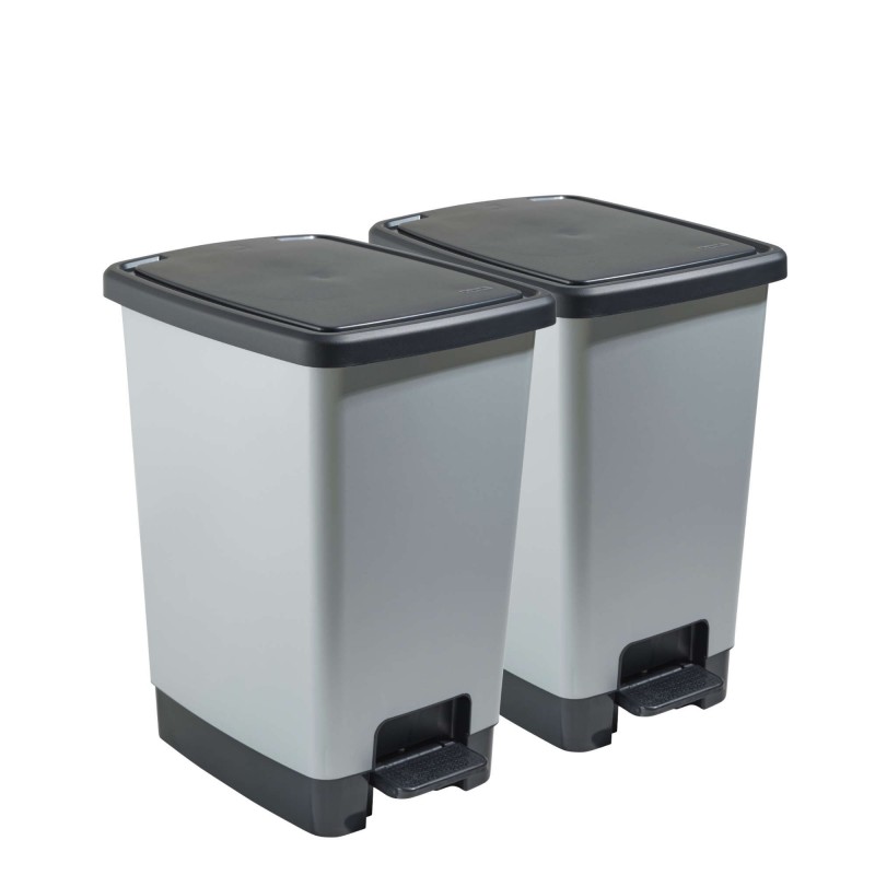 Poubelle à pédale 30 litres rectangulaire en plastique recyclé COVER BIN