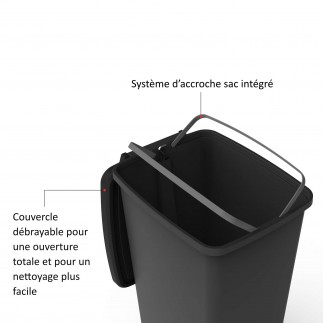 Poubelle à pédale 30 litres rectangulaire en plastique recyclé FLAT BIN