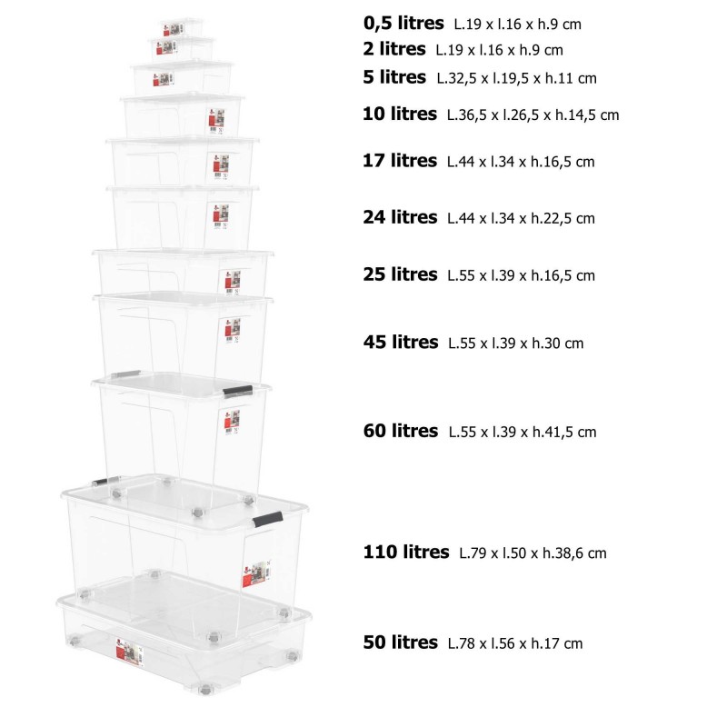 Lot de 10 boîtes de rangement en plastique transparent 5L avec couvercle VIEW BOX