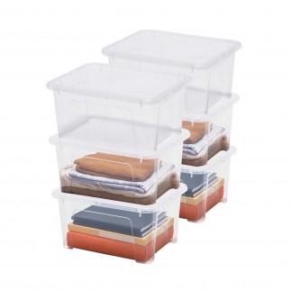 Lot de 6 boîtes de rangement en plastique transparent 24L avec couvercle VIEW BOX