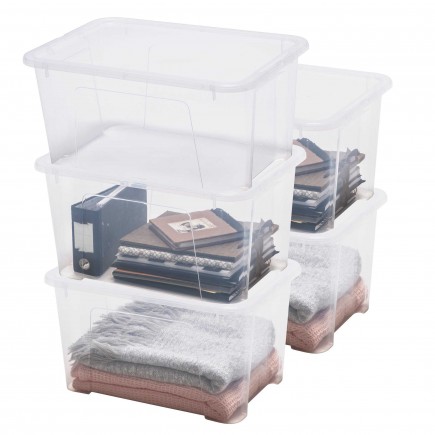 Lot de 5 boîtes de rangement en plastique transparent 45L avec couvercle VIEW BOX