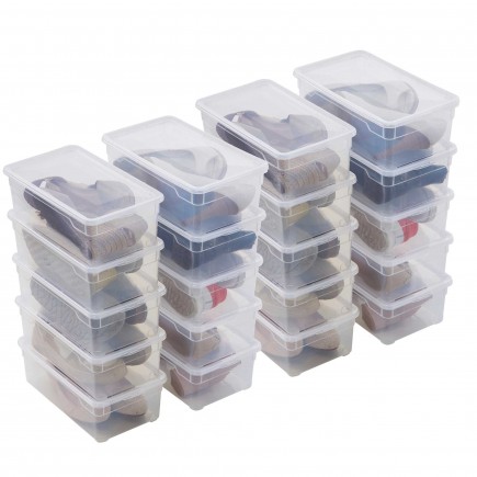 Lot de 20 boîtes de rangement 5L pour chaussures en plastique transparent avec couvercle CLEAR BOX