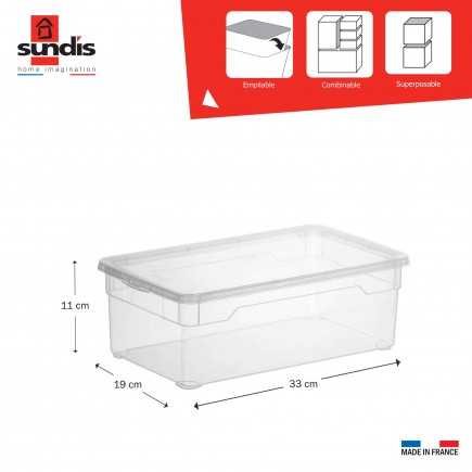 Lot de 20 boîtes de rangement 5L pour chaussures en plastique transparent avec couvercle CLEAR BOX