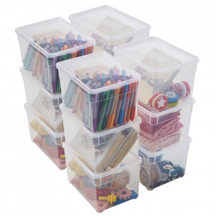 Lot de 12 petites boîtes de rangement en plastique transparent 5L avec couvercle CLEAR BOX