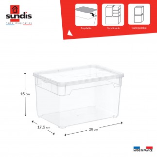 Lot de 12 petites boîtes de rangement en plastique transparent 5L avec couvercle CLEAR BOX