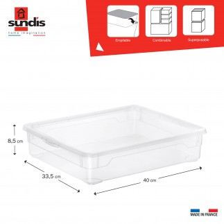 Lot de 12 petites boîtes de rangement en plastique transparent 9L avec couvercle CLEAR BOX