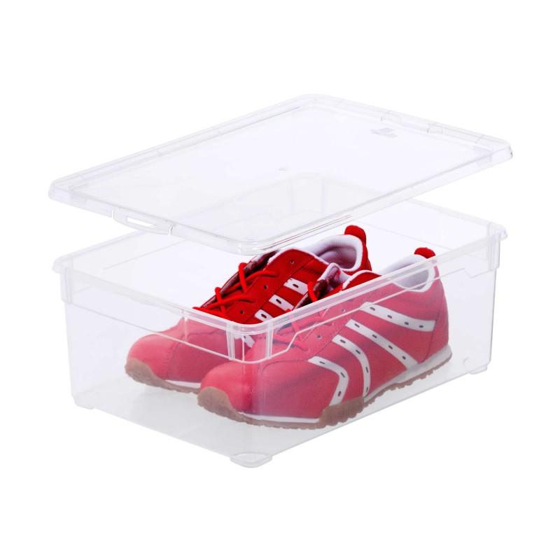 Lot de 20 boîtes de rangement en plastique transparent 10L avec couvercle CLEAR BOX pour chaussures