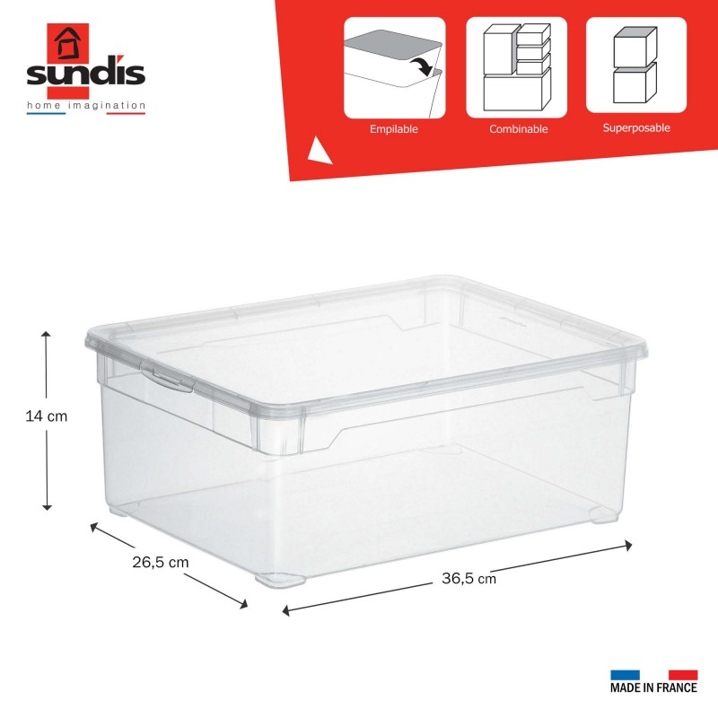 Lot de 20 boîtes de rangement en plastique transparent 10L avec couvercle CLEAR BOX pour chaussures