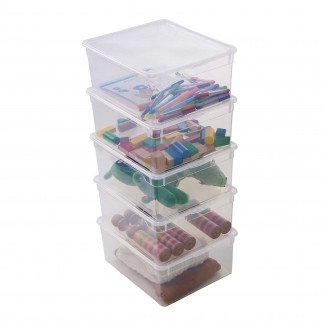 Lot de 5 boîtes de rangement en plastique transparent 18L avec couvercle CLEAR BOX