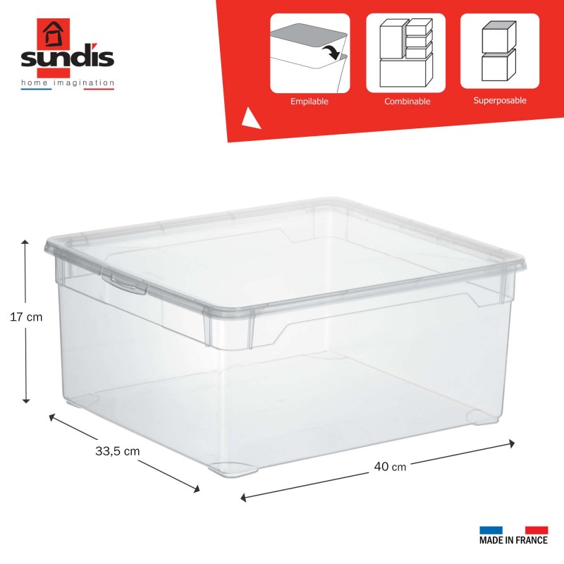 Lot de 5 boîtes de rangement en plastique transparent 18L avec couvercle CLEAR BOX