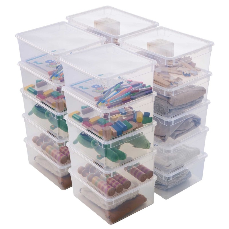 Lot de 20 boîtes de rangement en plastique transparent 18L avec couvercle CLEAR BOX