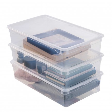 Lot de 3 boîtes de rangement en plastique transparent 30L avec couvercle CLEAR BOX