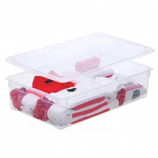 Lot de 3 boîtes de rangement en plastique transparent 30L avec couvercle CLEAR BOX