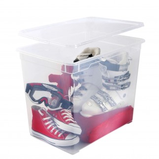 Lot de 3 boîtes de rangement en plastique transparent 70L avec couvercle CLEAR BOX Mega