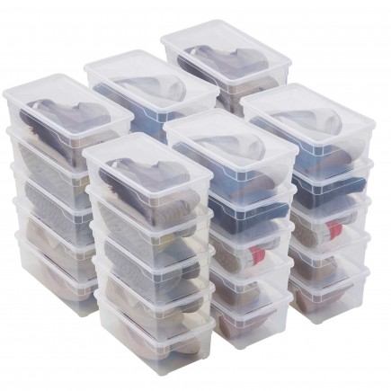 Lot de 30 boîtes de rangement 5L pour chaussures en plastique transparent avec couvercle CLEAR BOX